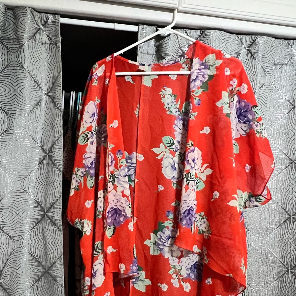 J.O.A. Red Floral Kimono